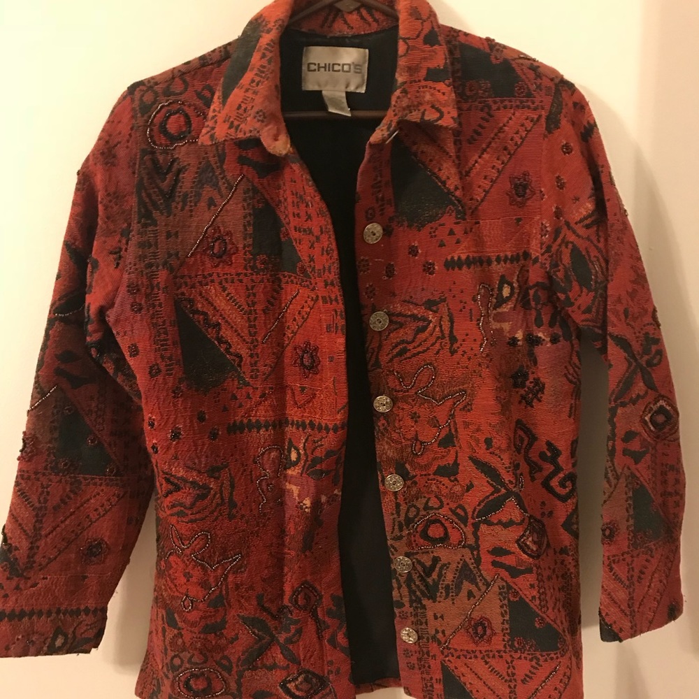 Chico’s Beaded Patterned Jacket - image 1